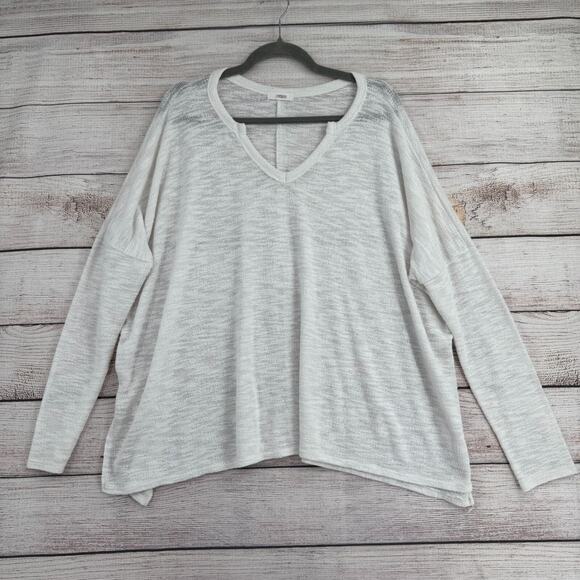 Cherish Loose Knit V-Neck Oversized Sweater Women's Large White - Picture 1 of 11